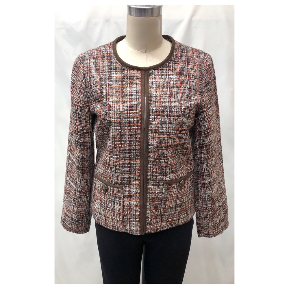 Chico's Elegant Boucle Cocoa Bean Tweed Jacket